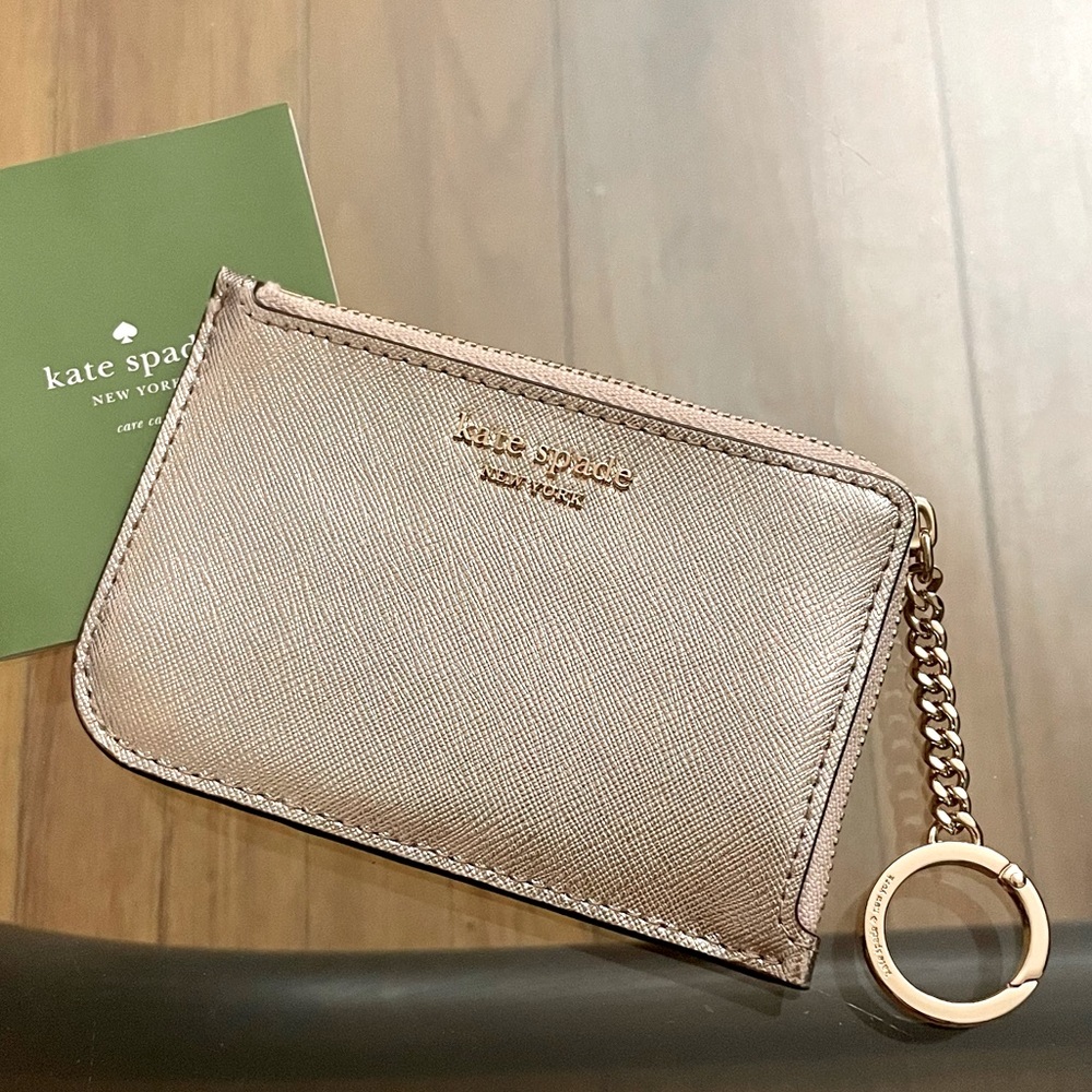 Kate Spade card wallet in Metallic Blush NWT
